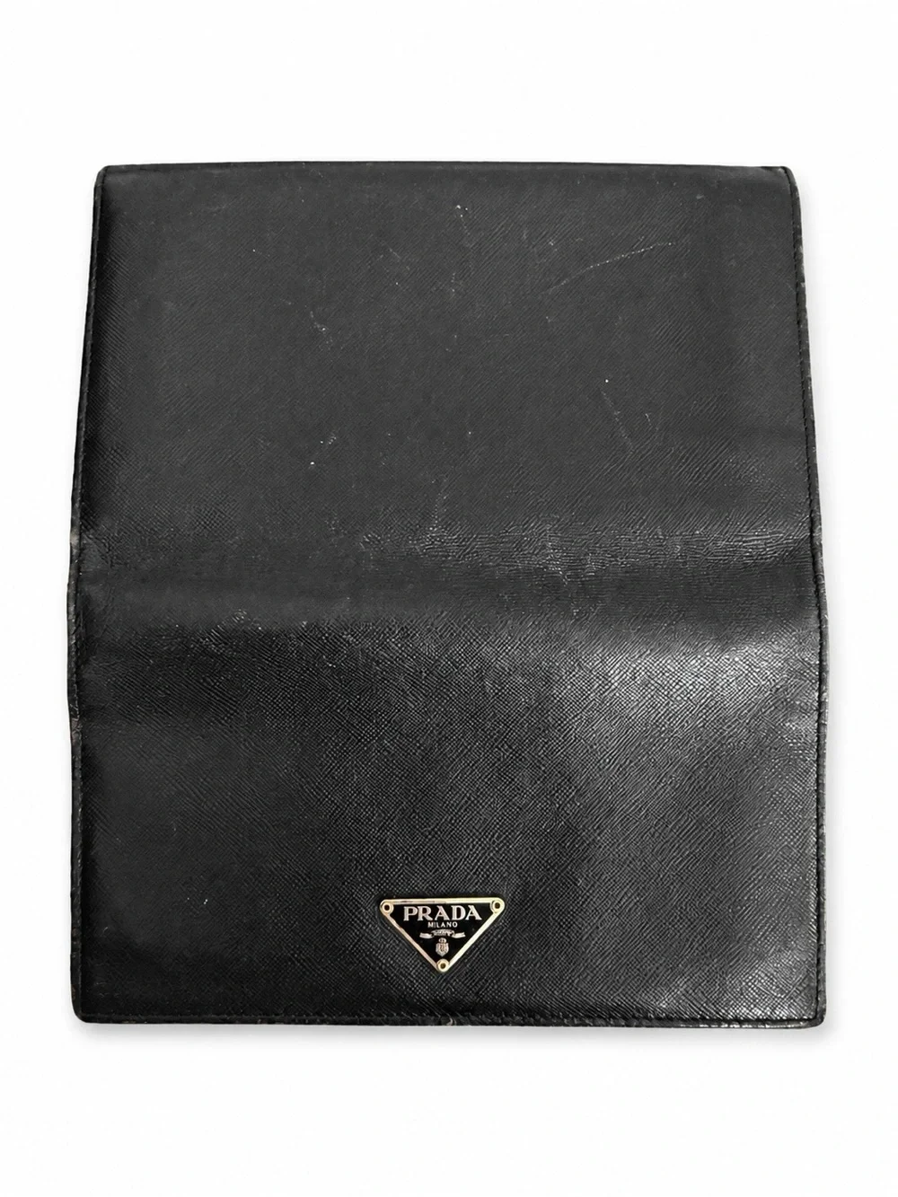 Authenticated Prada Black Saffiano Leather Continental Long Wallet 7”